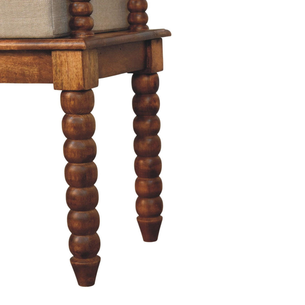 Banc assise lin et pieds bobine en manguier massif – Ambre – vue 9