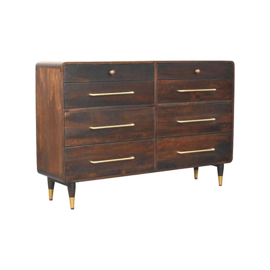 Commode arrondie à 6 tiroirs en manguier massif – Moka – vue 2