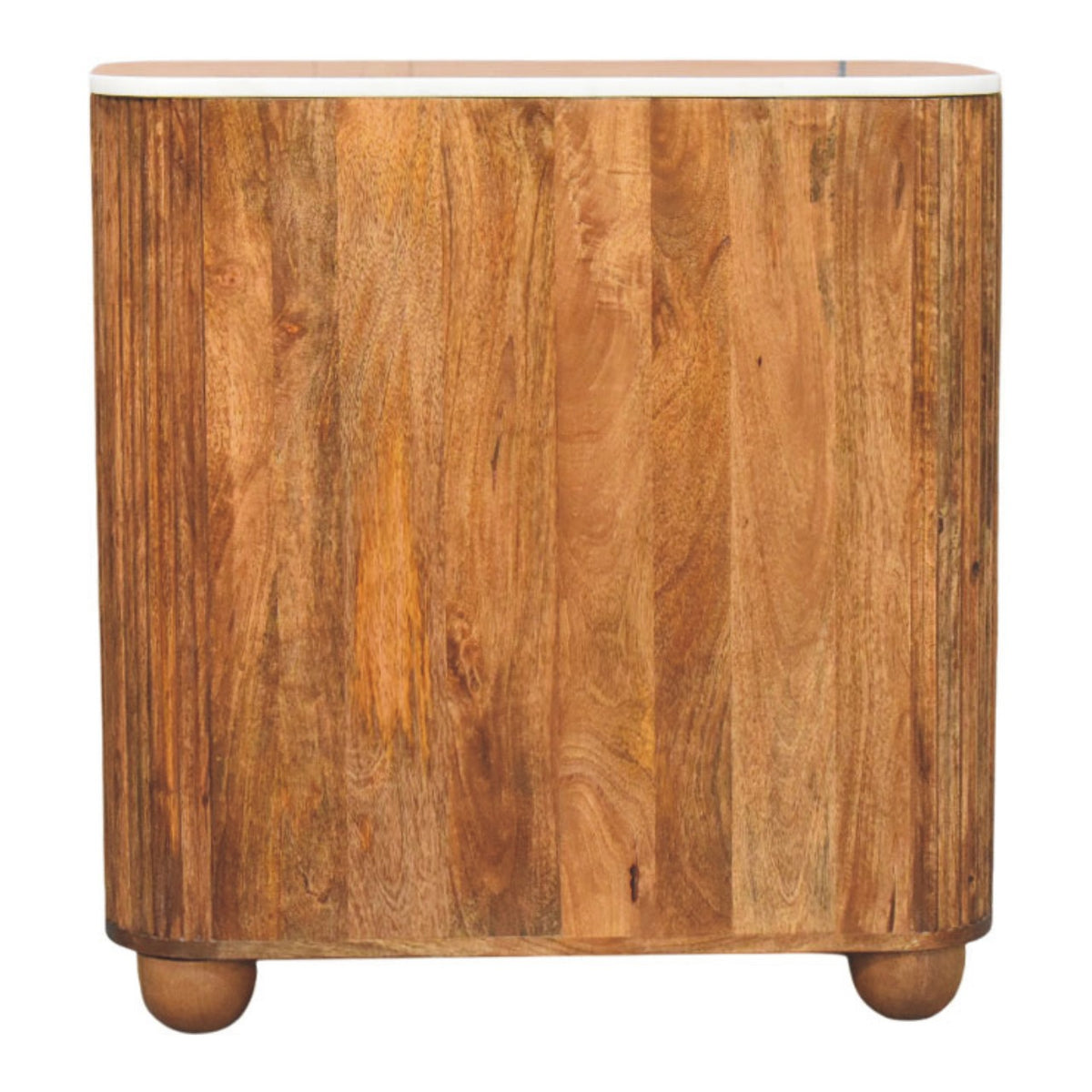 Commode cannelée à plateau marbre en manguier massif – Miel doré – vue 9