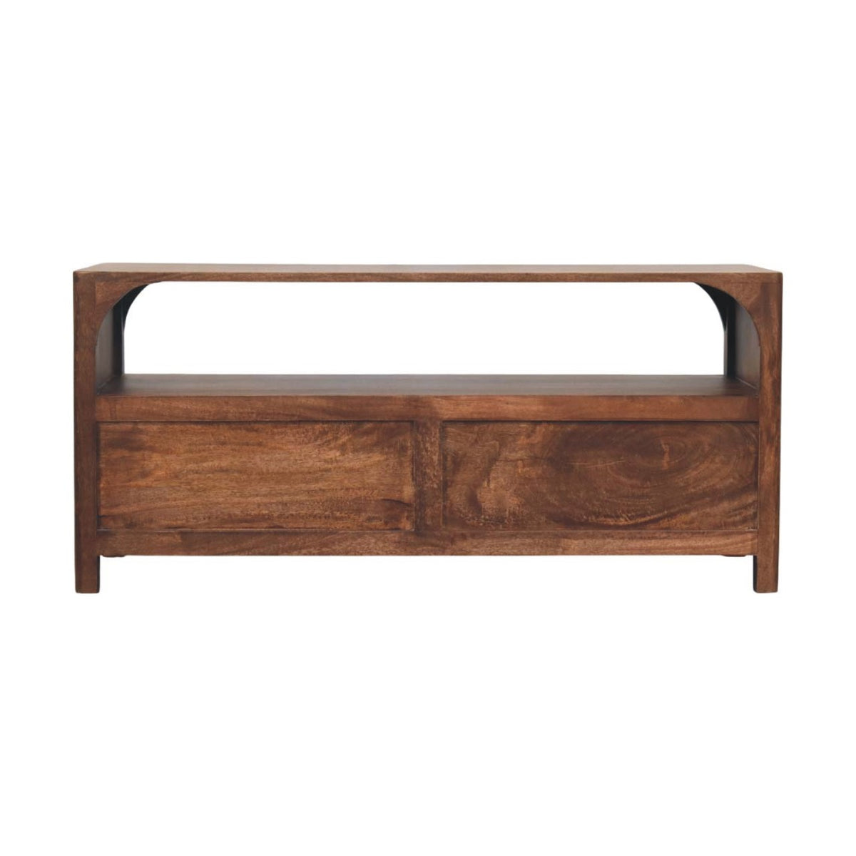 Console arquée 2 tiroirs en manguier massif – Amande grillée – vue 9