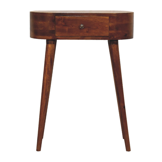 Console mini à pieds scandinaves en manguier massif – Châtaigne – vue 2