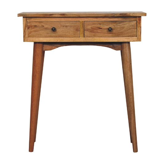 Console mini nordique à 2 tiroirs en manguier massif – Naturel – vue 2