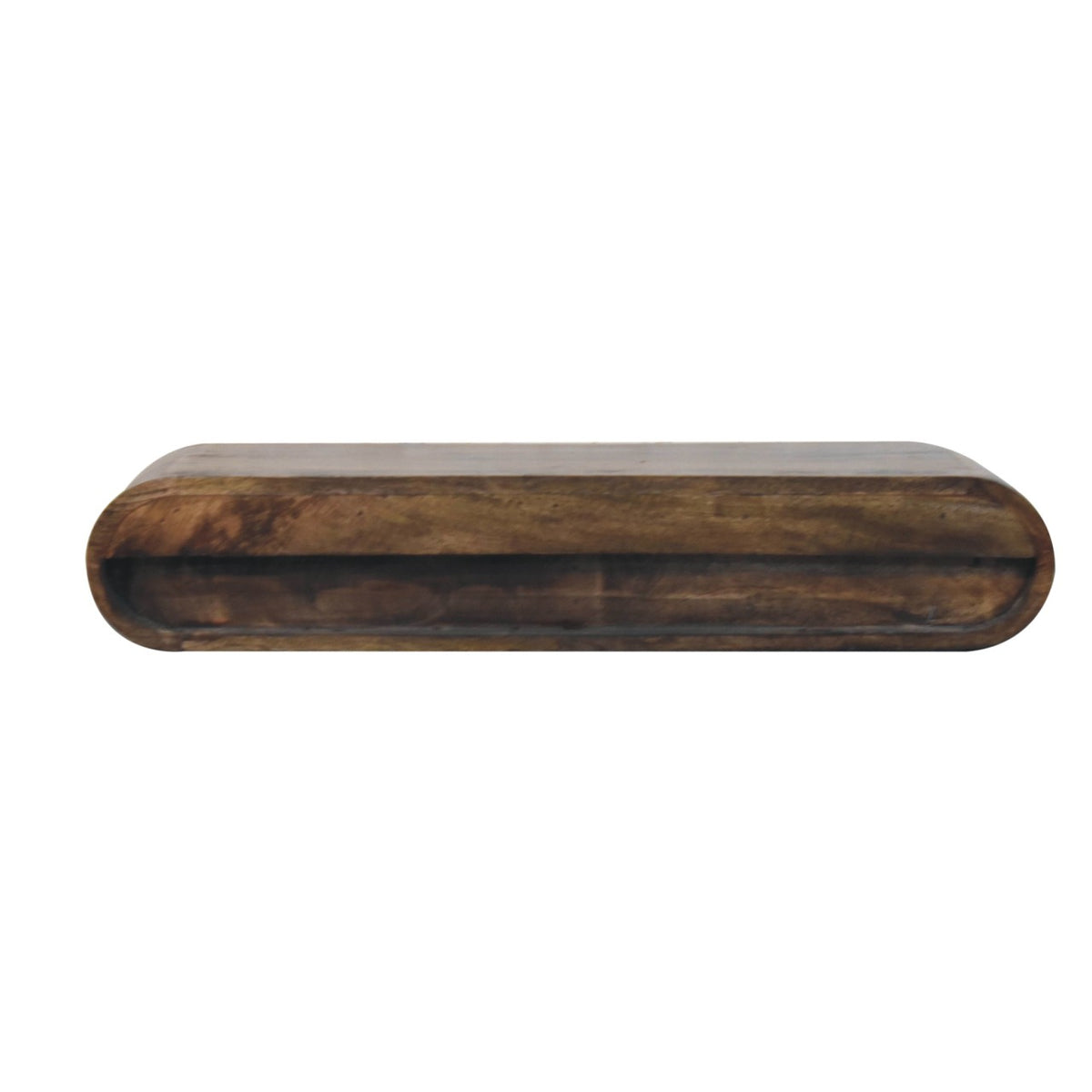 Console murale arrondie 2 tiroirs en manguier massif – Gris doux – vue 9