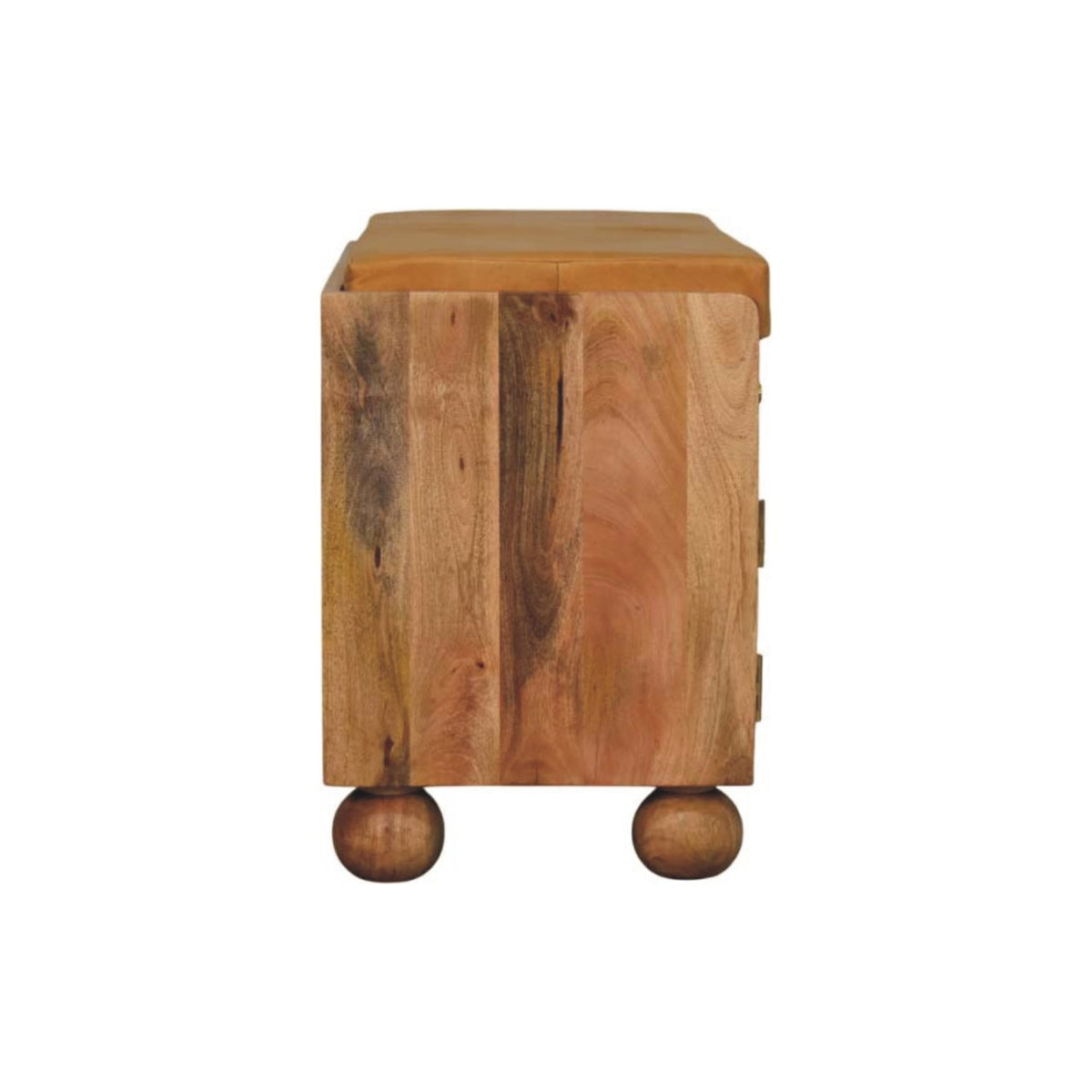 Meuble à chaussures assise cuir 2 tiroirs en manguier massif – Naturel – vue 9