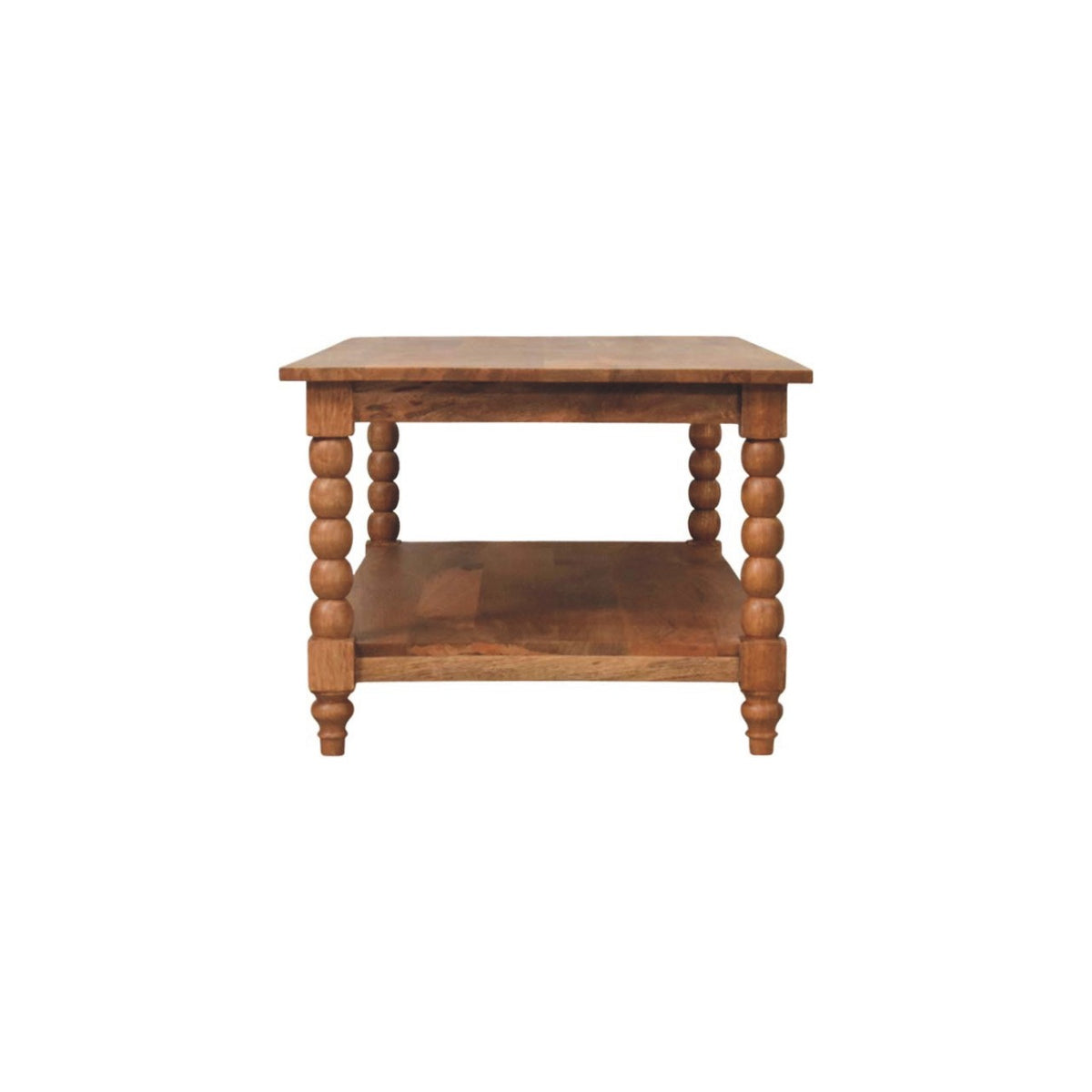 Table basse à pieds torsadés en manguier massif – Miel doré – vue 9