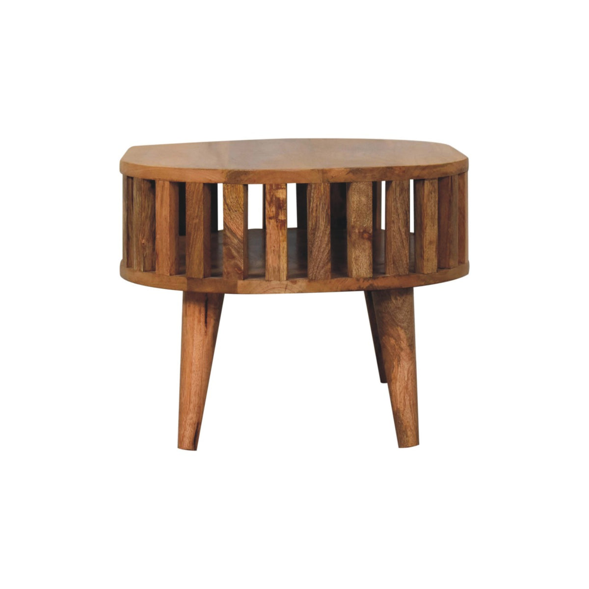 Table basse mini ajourée esprit japonais en manguier massif – Naturel – vue 9