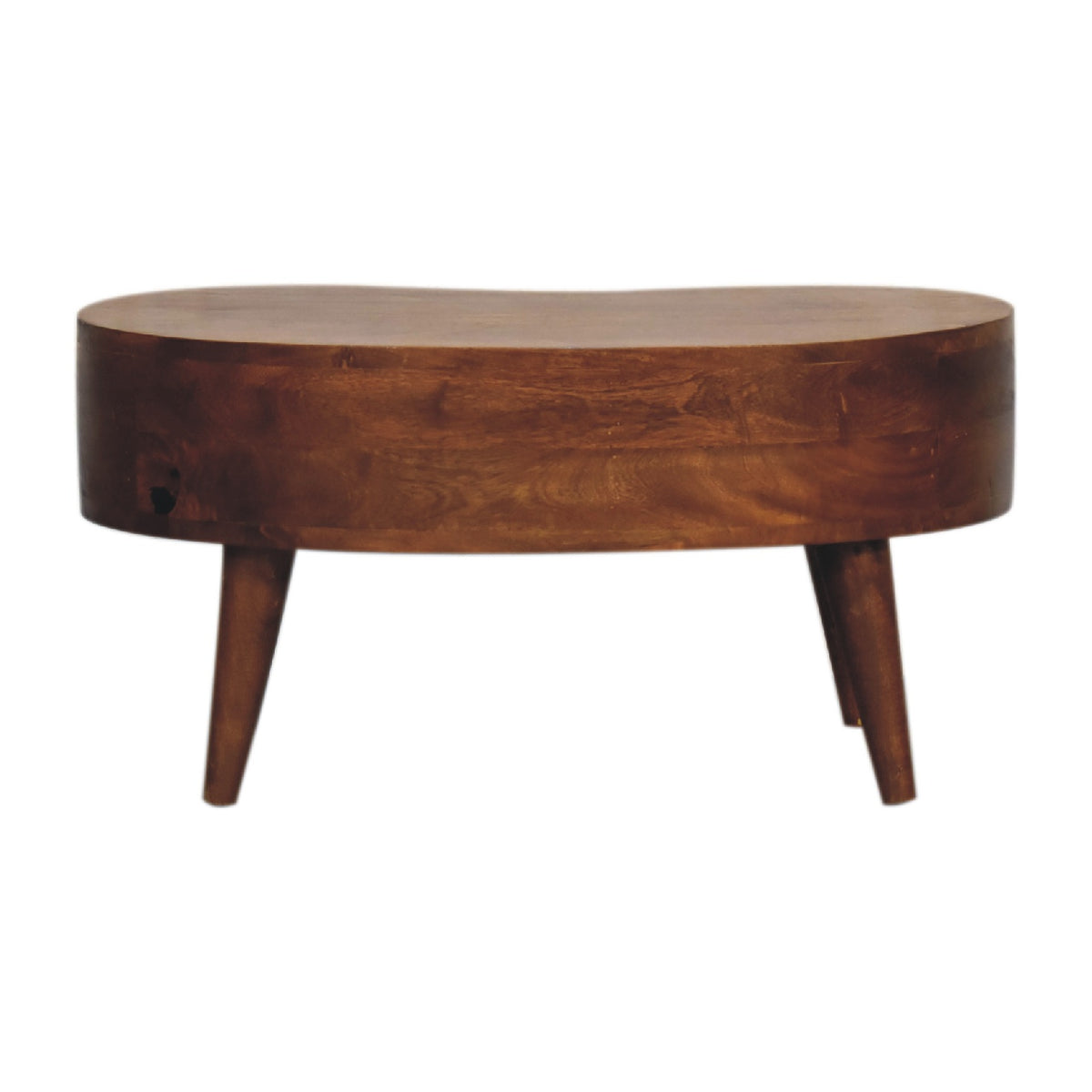 Table basse mini ondulée à tiroir en manguier massif – Châtaigne – vue 10