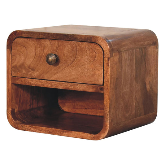 Table de chevet à suspendre mini en manguier massif – Caramel miel – vue 2