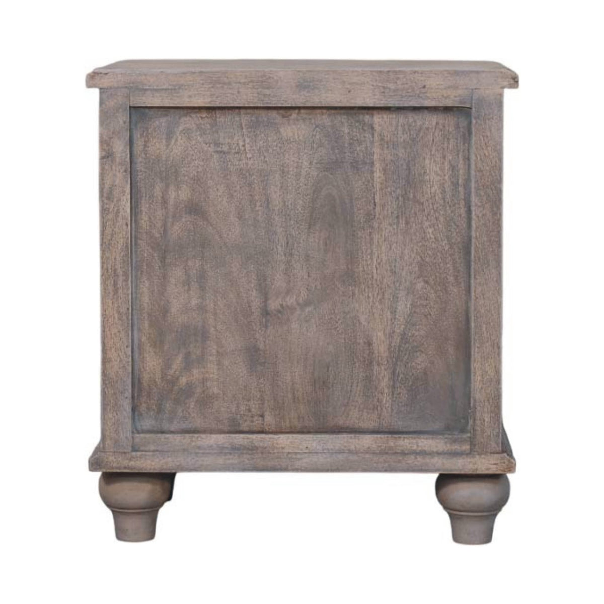 Table de chevet arrondie 3 tiroirs en manguier massif – Délavé vintage – vue 9