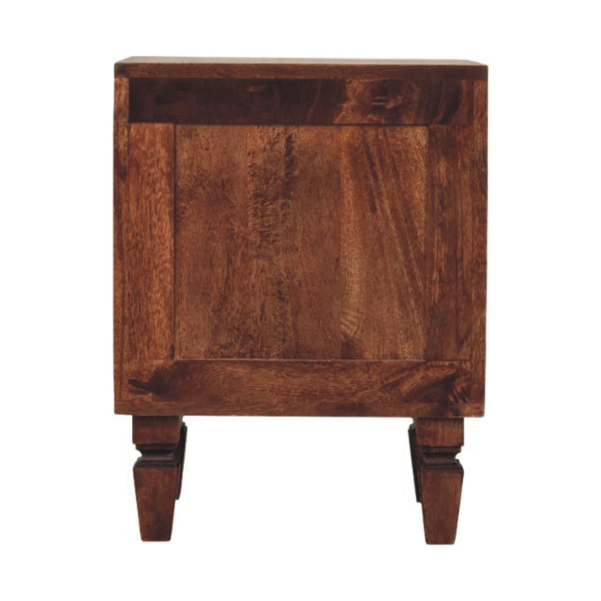 Table de chevet cannelée à façade galbée en manguier massif – Ambre – vue 9