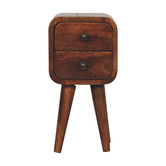 Table de chevet extra-mini 2 tiroirs en manguier massif – Châtaigne – vue 2