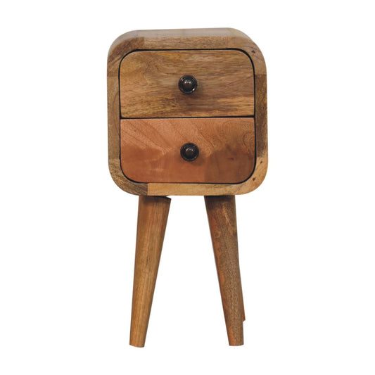 Table de chevet extra-mini 2 tiroirs en manguier massif – Naturel – vue 2