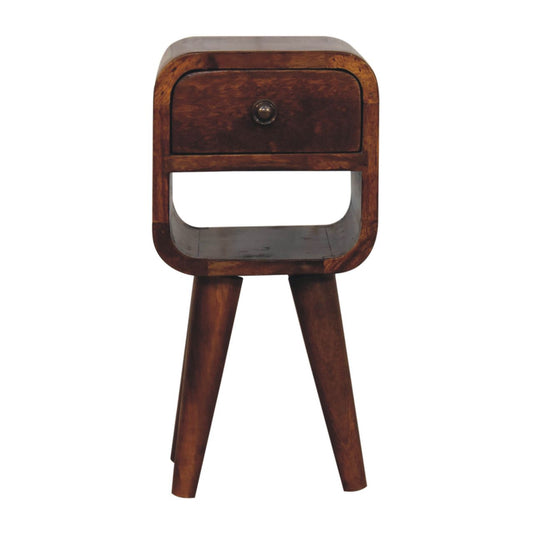Table de chevet extra-mini à niche basse en manguier massif – Châtaigne – vue 2