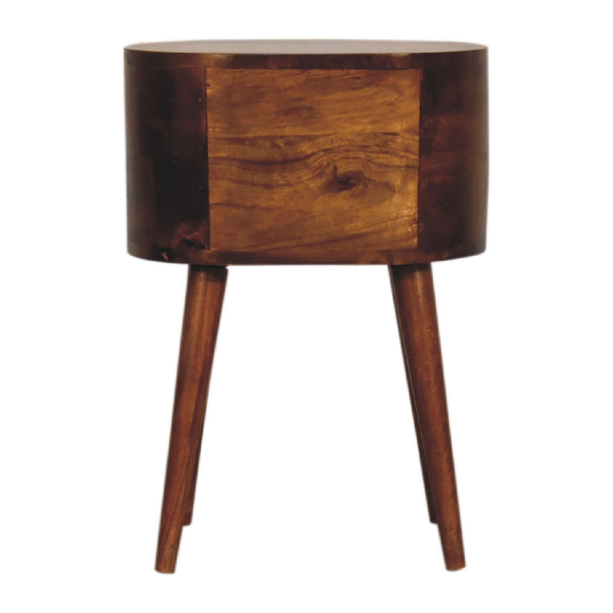 Table de chevet mini arrondie 2 tiroirs en manguier massif – Châtaigne – vue 11
