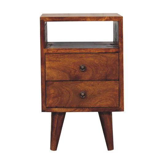 Table de chevet mini esprit Art déco en manguier massif – Châtaigne – vue 2