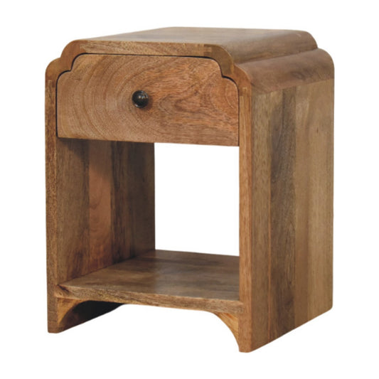 Table de chevet mini festonnée en manguier massif – Naturel – vue 2