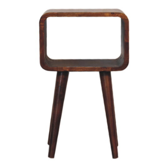 Table de chevet mini ouverte arrondie en manguier massif – Châtaigne – vue 2