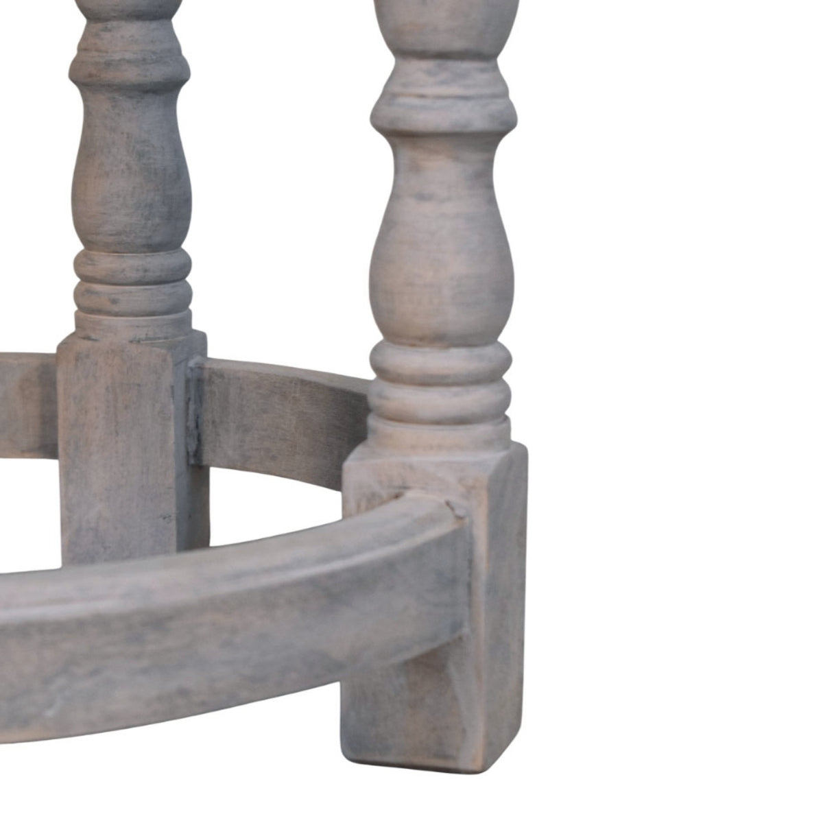 Tabouret à assise cuir cloutée en manguier massif – Délavé vintage – vue 8