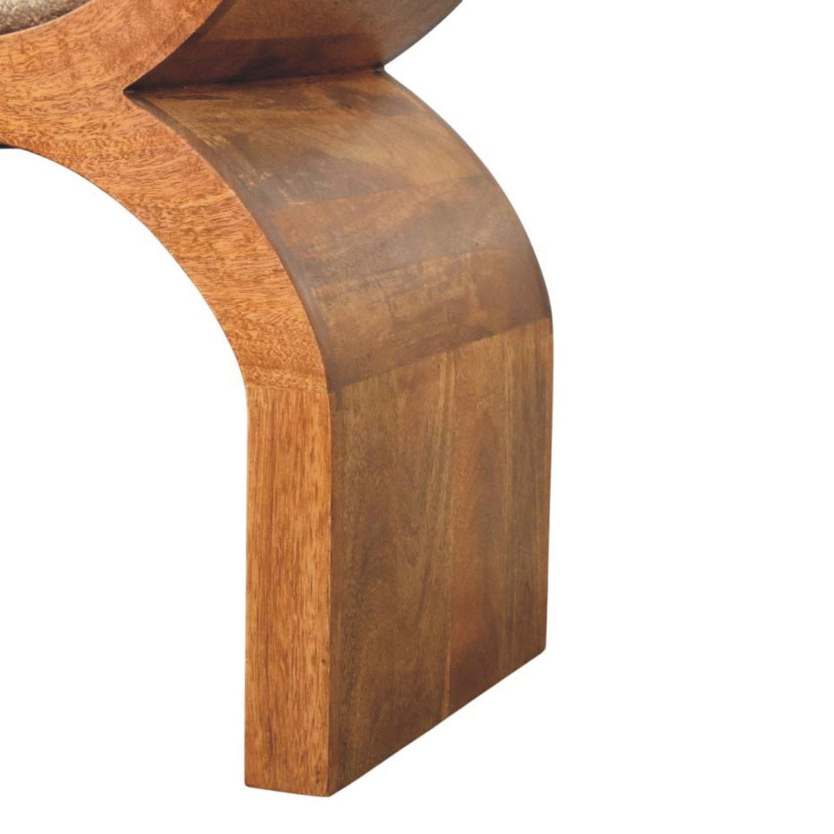 Banc à accoudoirs bouclette et cuir en manguier massif – Ambre – vue 7