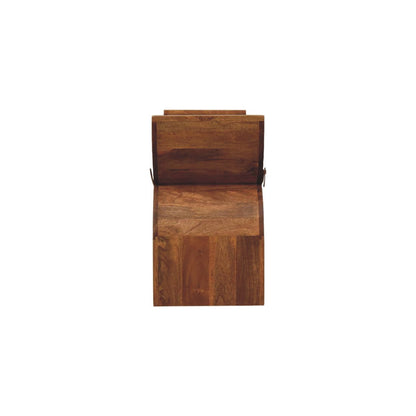 Banc à accoudoirs bouclette et cuir en manguier massif – Ambre – vue 8