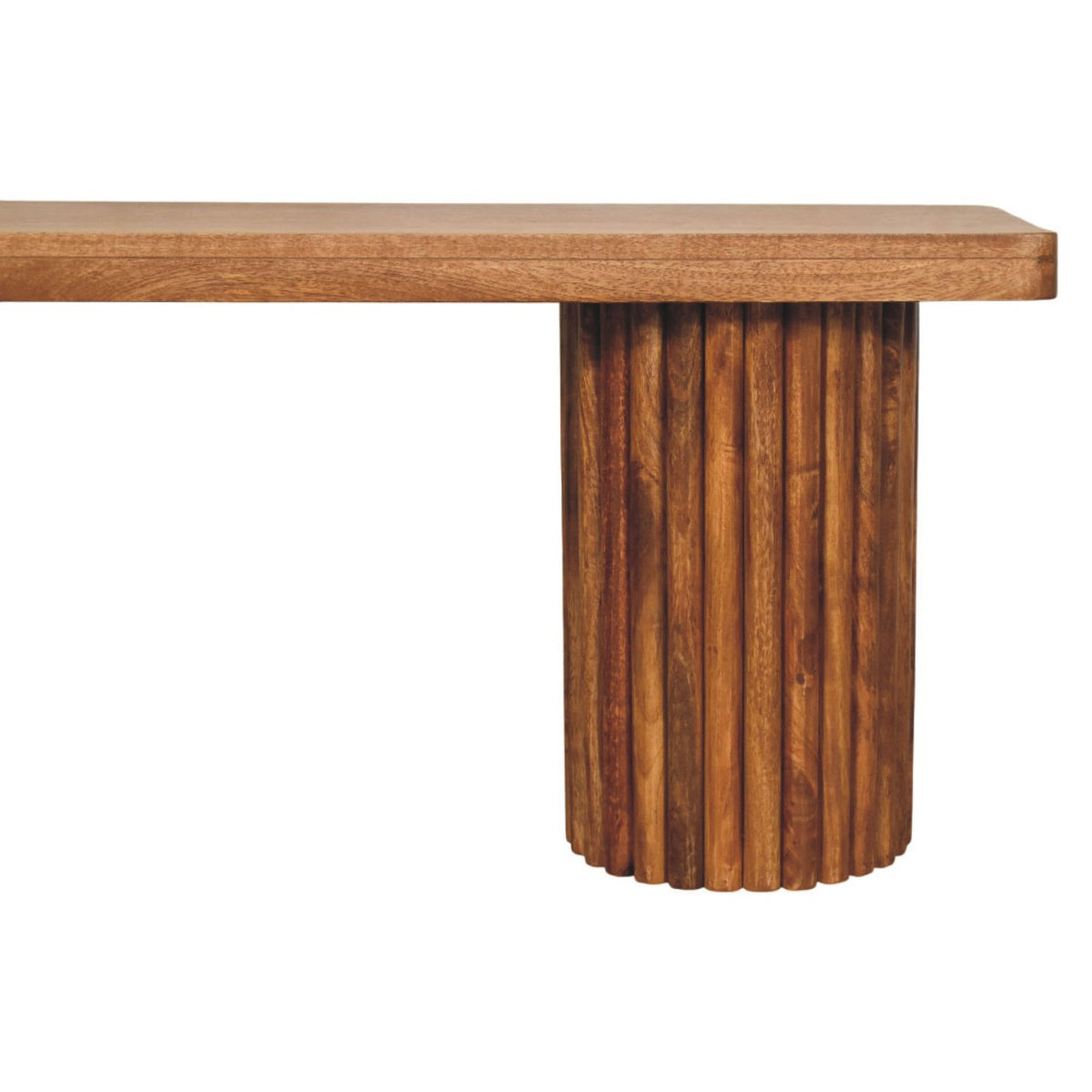 Banc à colonnes cannelées en manguier massif – Ambre – vue 4
