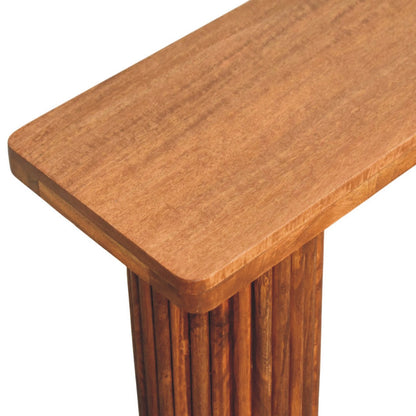 Banc à colonnes cannelées en manguier massif – Ambre – vue 6