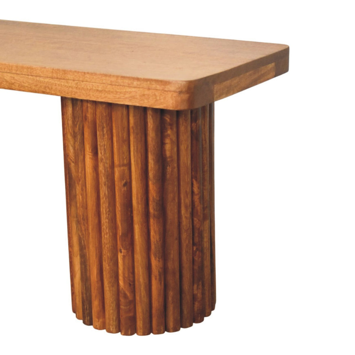 Banc à colonnes cannelées en manguier massif – Ambre – vue 7