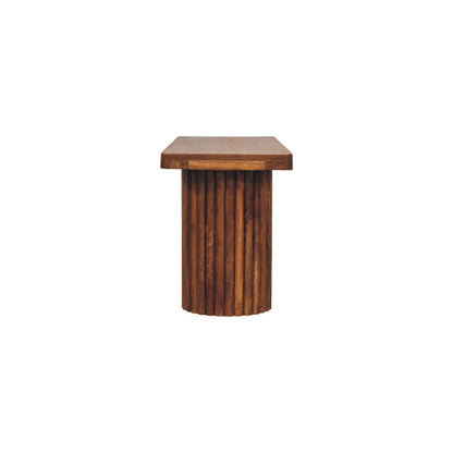 Banc à colonnes cannelées en manguier massif – Ambre – vue 8