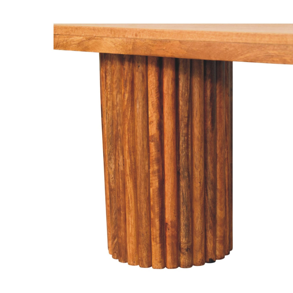 Banc à colonnes cannelées en manguier massif – Ambre – vue 9