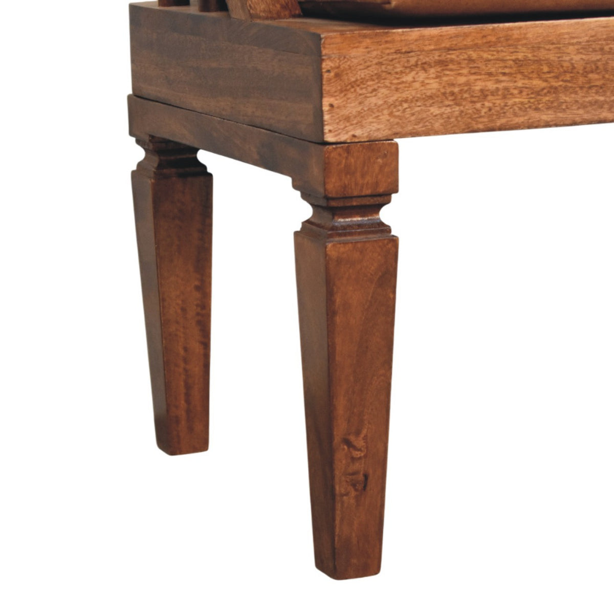 Banc à coussin cuir en manguier massif – Amande grillée – vue 6