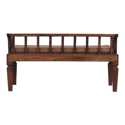 Banc à coussin cuir en manguier massif – Amande grillée – vue 9