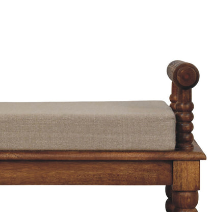 Banc assise lin et pieds bobine en manguier massif – Ambre – vue 4