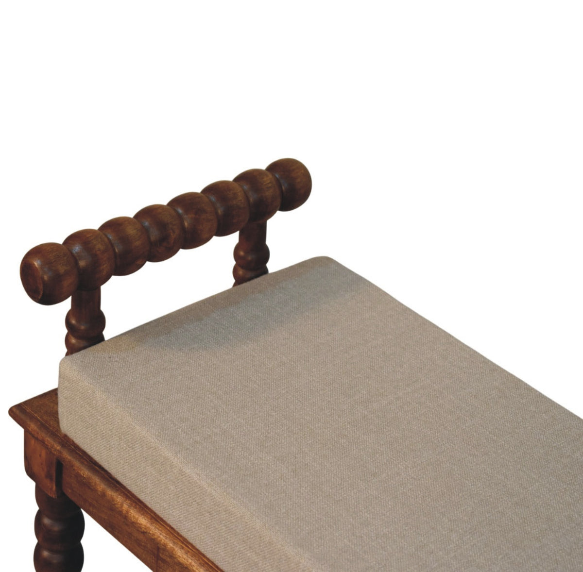 Banc assise lin et pieds bobine en manguier massif – Ambre – vue 5