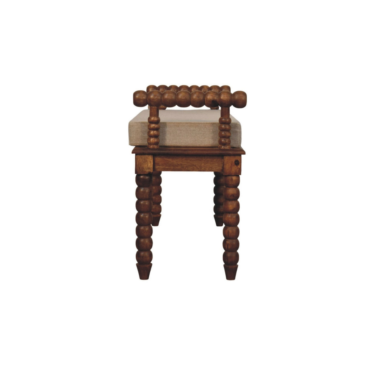 Banc assise lin et pieds bobine en manguier massif – Ambre – vue 8
