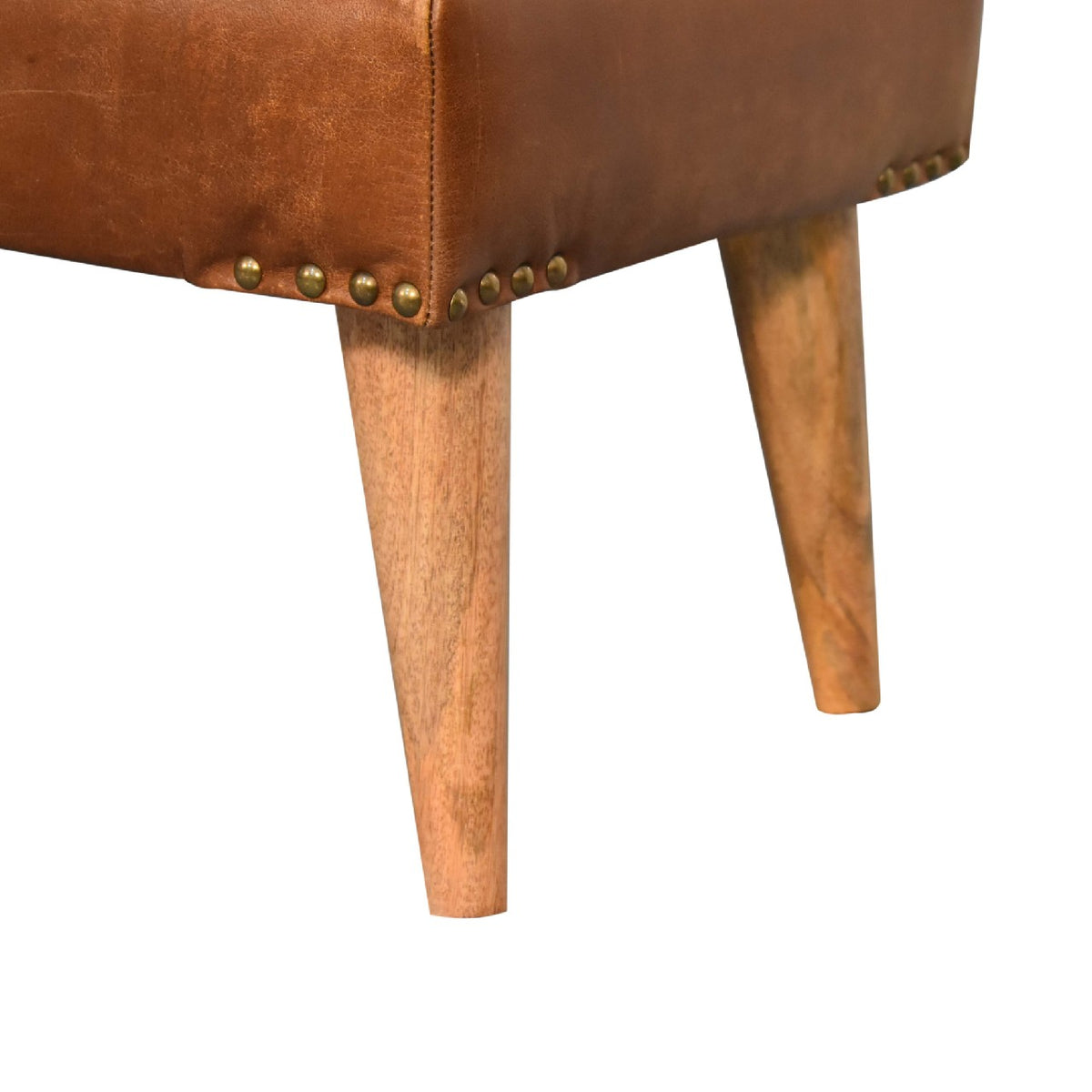 Banc bouclette et cuir de buffle à sangles en bois massif – Naturel – vue 9