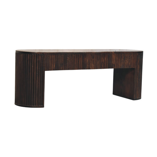 Banc cannelé sculpté à la main aux bords arrondis – Moka – vue 2