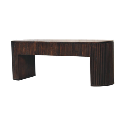 Banc cannelé sculpté à la main aux bords arrondis – Moka – vue 3