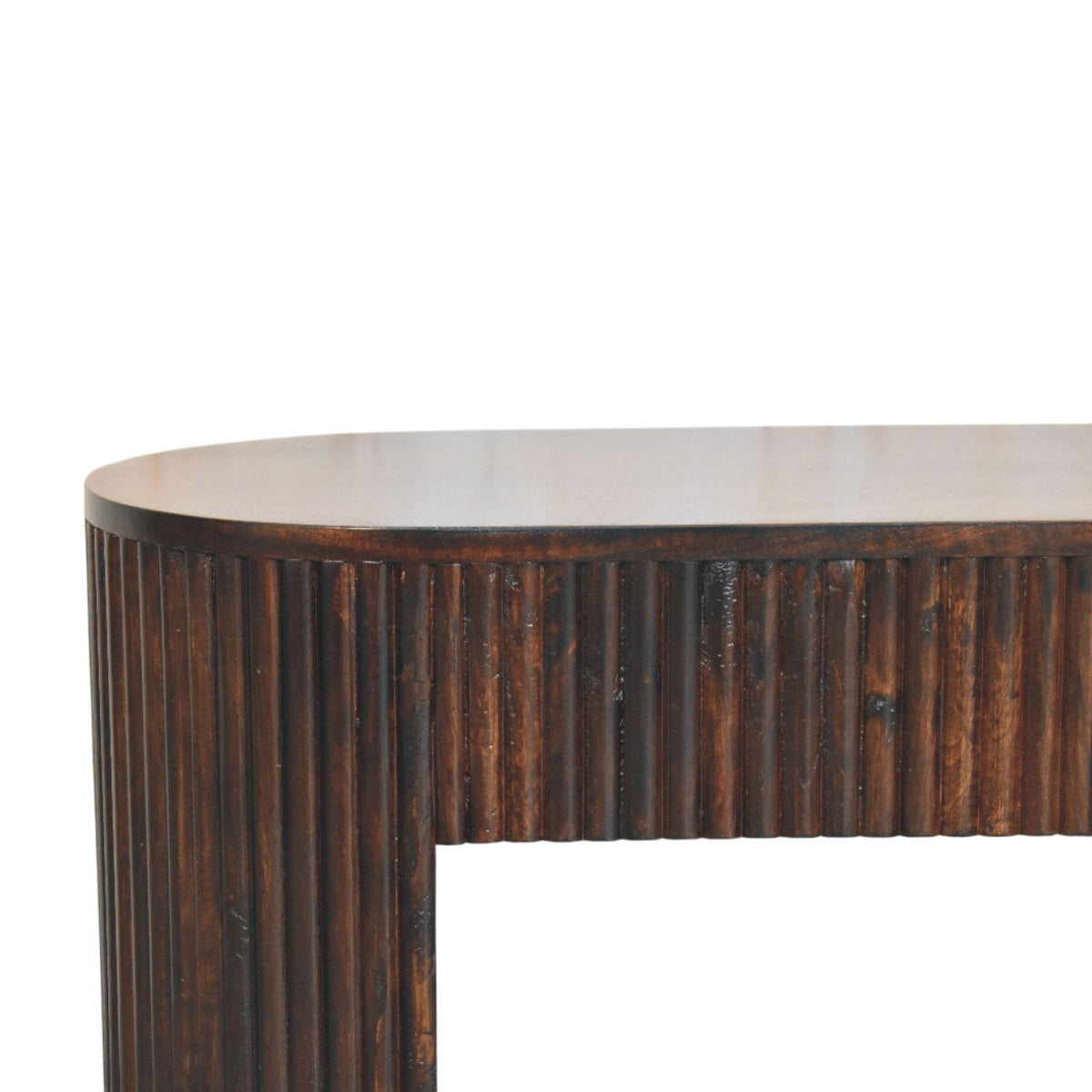 Banc cannelé sculpté à la main aux bords arrondis – Moka – vue 4