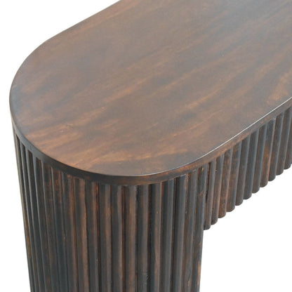 Banc cannelé sculpté à la main aux bords arrondis – Moka – vue 5