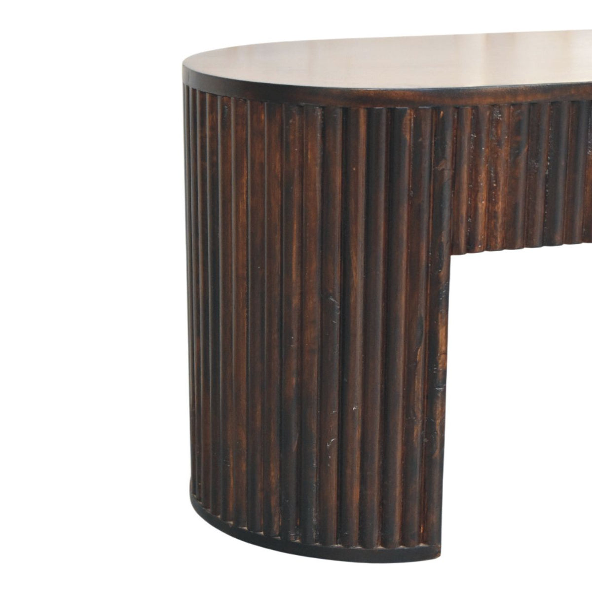 Banc cannelé sculpté à la main aux bords arrondis – Moka – vue 6