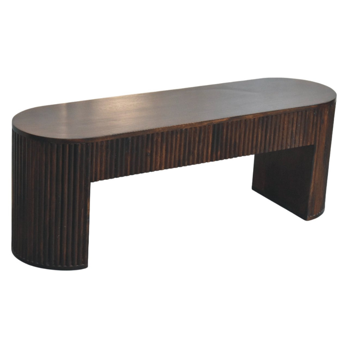 Banc cannelé sculpté à la main aux bords arrondis – Moka – vue 7