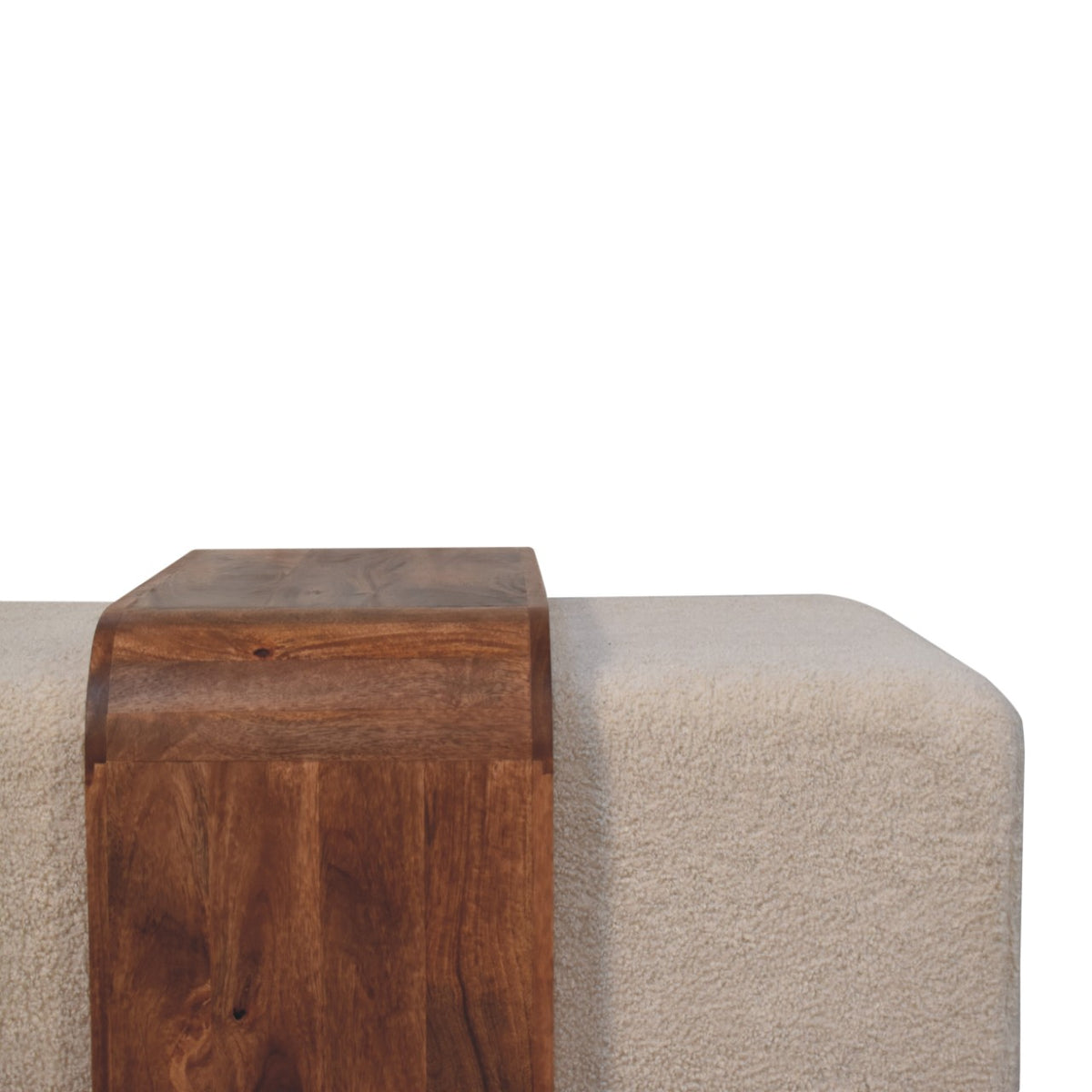 Banc double bouclette à tablette en manguier massif – Caramel miel – vue 4