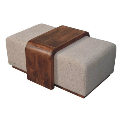 Banc double bouclette à tablette en manguier massif – Caramel miel – vue 5