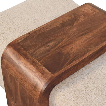 Banc double bouclette à tablette en manguier massif – Caramel miel – vue 7