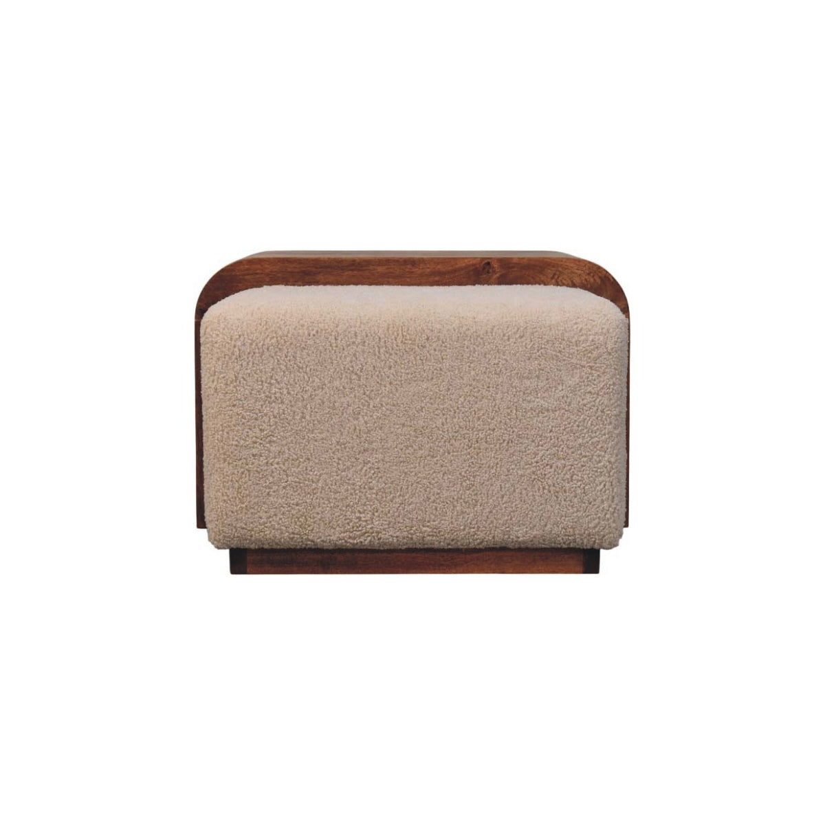 Banc double bouclette à tablette en manguier massif – Caramel miel – vue 9
