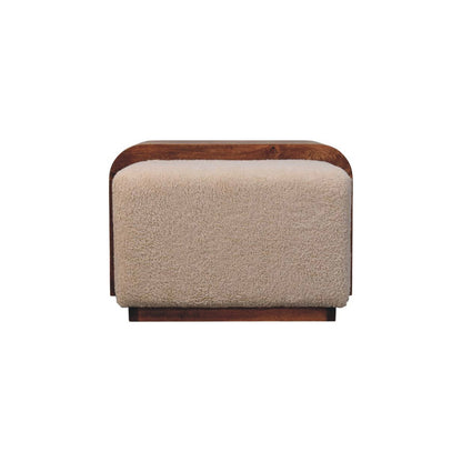 Banc double bouclette à tablette en manguier massif – Caramel miel – vue 9