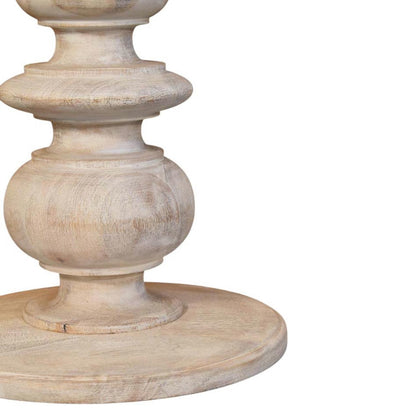 Bout de canapé sculpté à plateau marbre en manguier massif – Naturel – vue 9