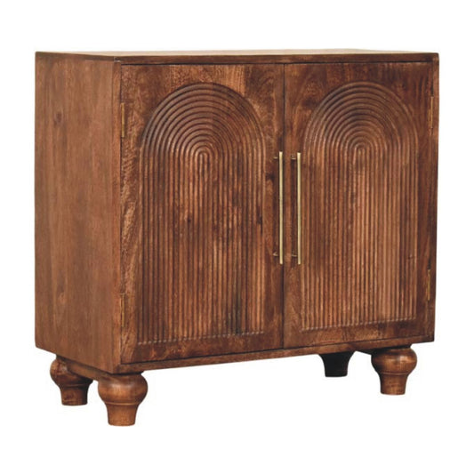 Buffet 2 portes sculptées main en manguier massif – Amande grillée – vue 2