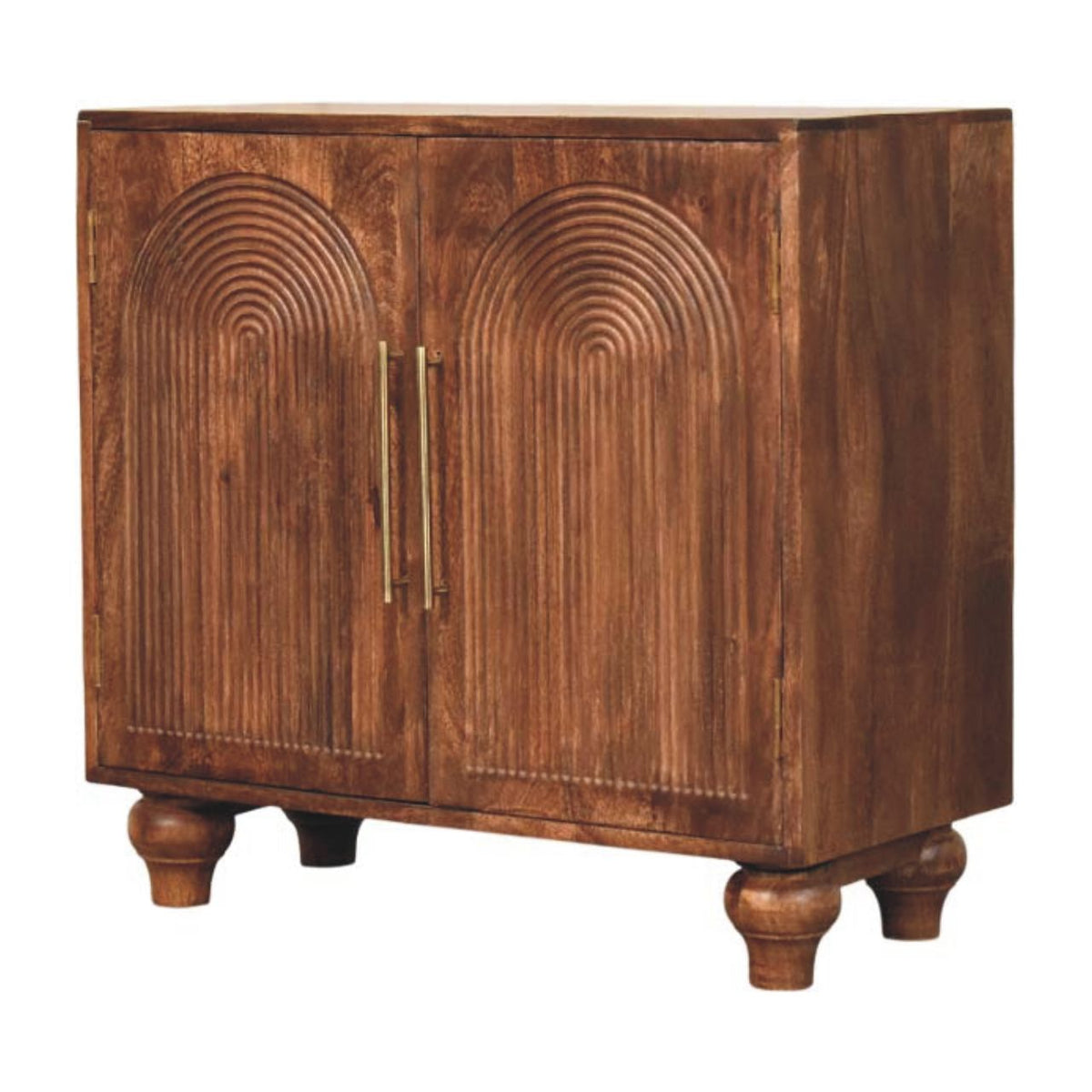 Buffet 2 portes sculptées main en manguier massif – Amande grillée – vue 3