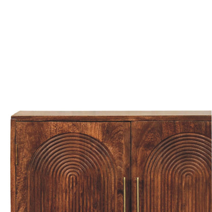 Buffet 2 portes sculptées main en manguier massif – Amande grillée – vue 4